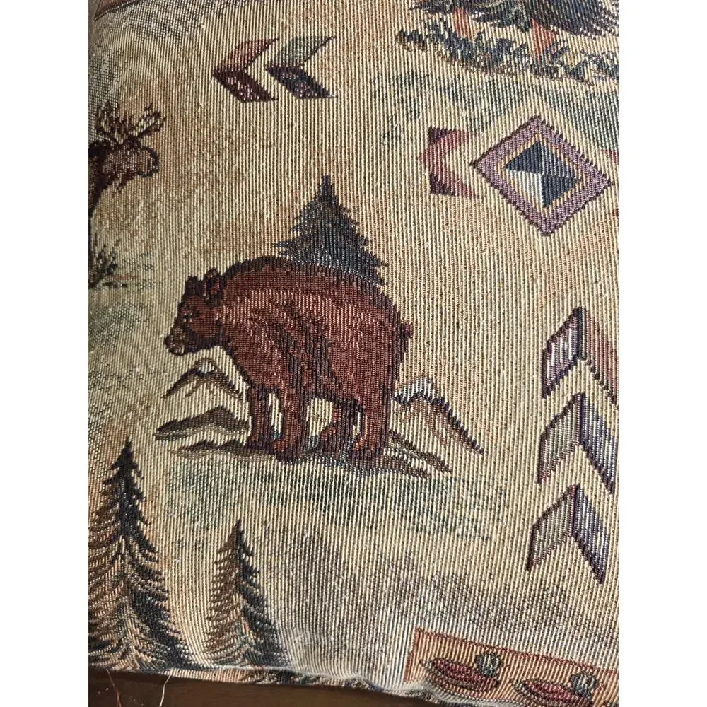 bear Fish rustic decorative throw pillow rust brown gold for living room sofa